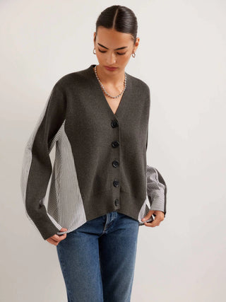 Fifteen Twenty Celine Mixed Media Cardigan - Charcoal