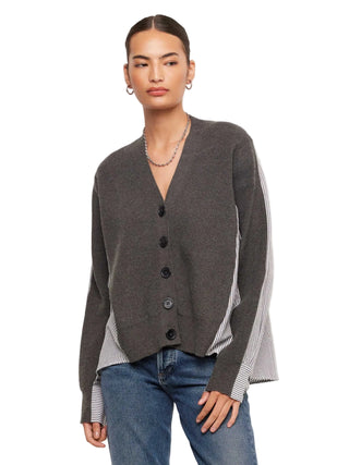 Fifteen Twenty Celine Mixed Media Cardigan - Charcoal