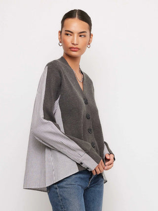 Fifteen Twenty Celine Mixed Media Cardigan - Charcoal