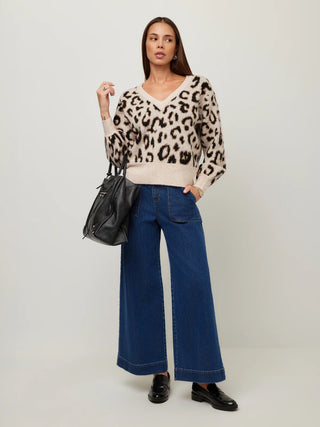 Fifteen Twenty Elodie Blouson Sleeve Sweater - Leopard
