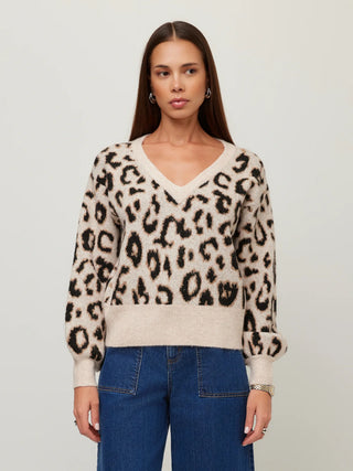 Fifteen Twenty Elodie Blouson Sleeve Sweater - Leopard