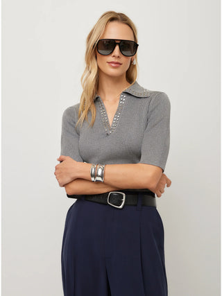 Fifteen Twenty - Eleanor Polo Sweater Gray