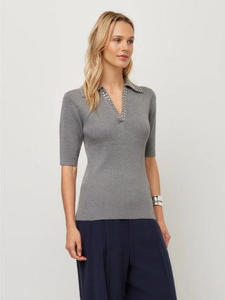 Fifteen Twenty - Eleanor Polo Sweater Gray