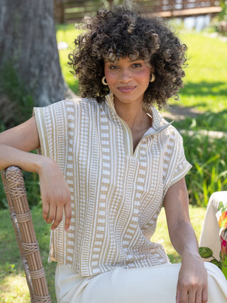 Emily Mccarthy Riviera Top - Piazza Stripe Seersucker