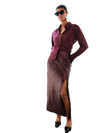 Cora Sequin Skirt - Eggplant