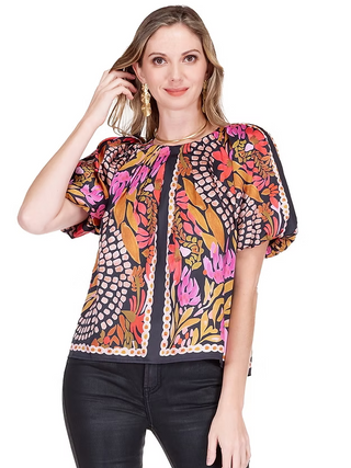 Pleated Puff Sleeve Top - Paved Petals