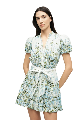 Cora Tiered Mini Shirt Dress - Fresh Air Carolina Blue