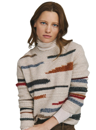 Textured Crew W/ Multi Strike Intarsia - Sugarcane Combo