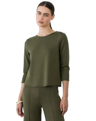 Ripley Rader Scuba 3/4 Sleeve Top - Olive