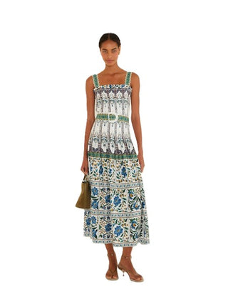 Farm Rio Sleevless Belt Maxi Dress - Manoela Off-White