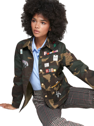 Screen Printed Camouflaged Jacket - Multi