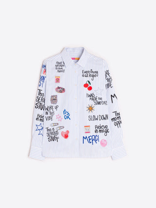 Graffiti Stripe Shirt - Raya Blanco