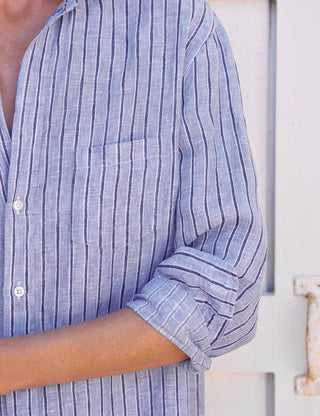 Frank & EIieen Classic Shirtdress - Blue Navy Stripe