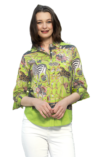 Rome Shirt 3/4 Sleeve - Green Zebra Multi