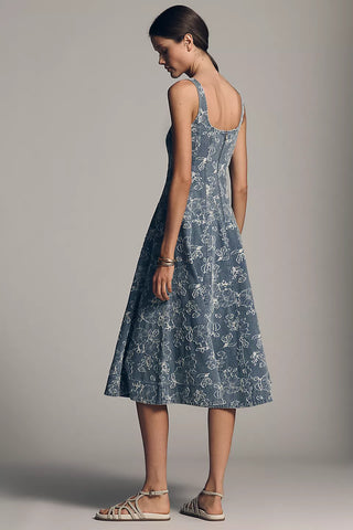 En Saison Opal Midi Dress - Medium Wash Denim