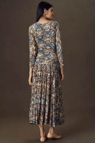 Long Sleeve Maxi Dress - Winter Tapestry Blue
