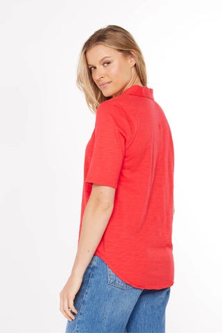 Half Sleeve Easy Polo Tee - Fiery Glow