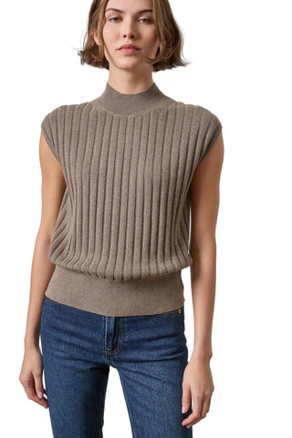 Lilla P Mock Neck Wedge Sweater - Mink