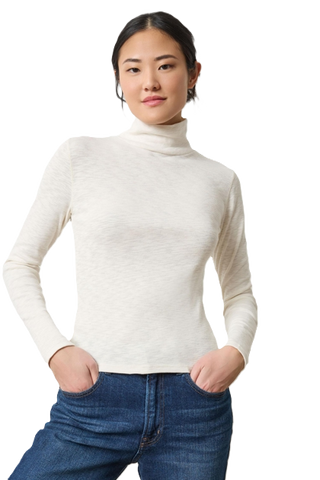 Rib Slub Turtleneck - Talc
