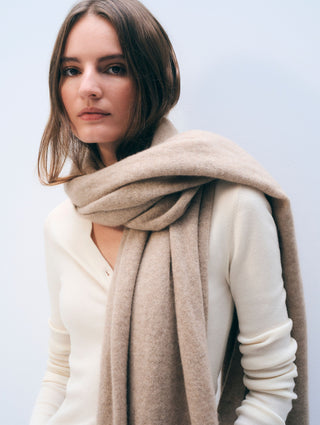 White + Warren Cashmere Travel Wrap - Taupe Heather