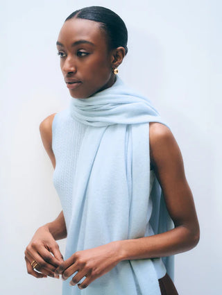 White &amp; Warren Cashmere Travel Wrap - Pastel Blue