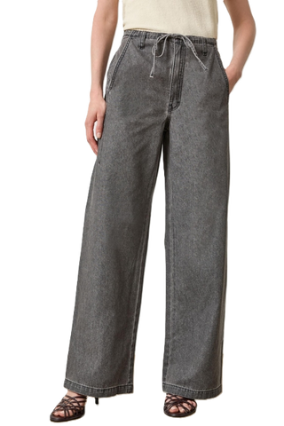 Straight Leg Drawcord Pant - Grey Denim