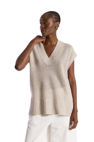 Pointelle Relaxed Vee - Wheat