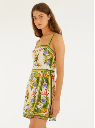 Sleeveless Mini Dress- Tropical Scarf Sand