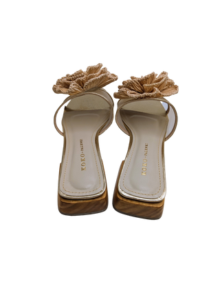 Ana Flower Sandal - Gold/Raffia