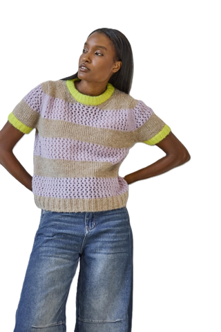 S/S Stripe Sweater - Lily/Husk