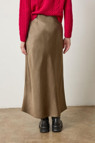 Satin Bias Maxi Skirt - Parsley