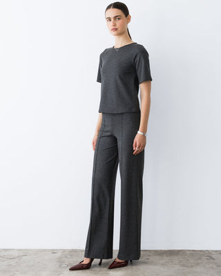 Ripley Rader Ponte Knit Short Sleeve Top Extended - Charcoal