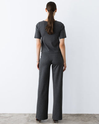 Ripley Rader Ponte Knit Short Sleeve Top Extended - Charcoal