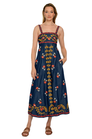 Annalisa Dress - Denim Embroidery