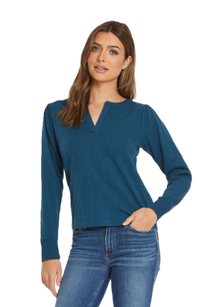 L/S Split Neck Top - Fanta Sea