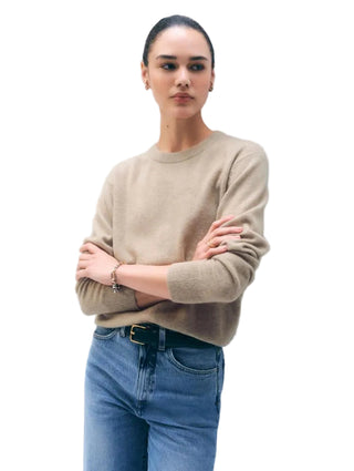White + Warren Cashmere Crew - Taupe Heather