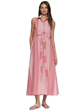 Tie Front Dress - Red Stripe