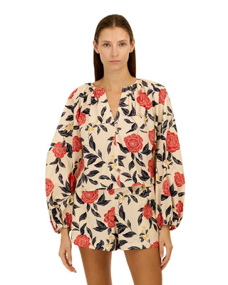 Adelina Top - Cream Cardinal Red