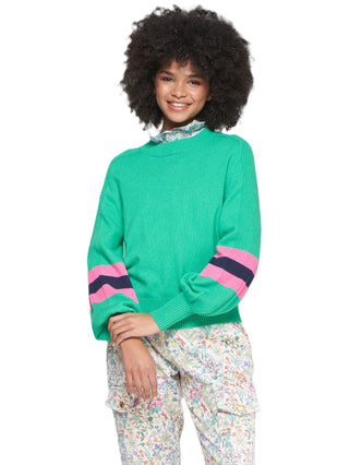 Balloon Sleeve Sweater - Green/Pink