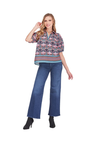 Jade Border Collar Top - Coralvine