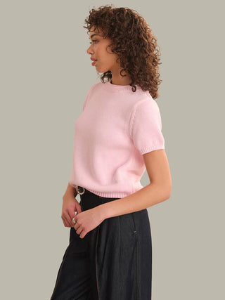 525 America Banks Rolled Ege Sweater Tee- Ballet Slipper