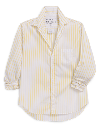 Frank and Eileen Relaxed Button Up Shirt - Yellow Thin Navy Stripe