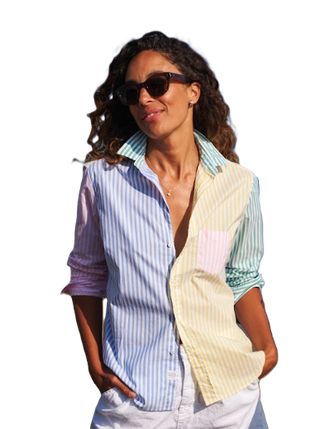Frank &amp; EIieen Relaxed Button-Up Shirt - Colorblock Stripe