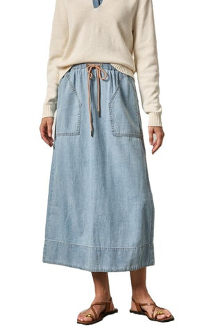 Denim Drawcord Skirt - Blue Wash