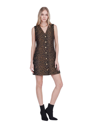 V-Neck Buttons Fitted Dress