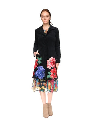 Sondra Embroidered Coat - Black
