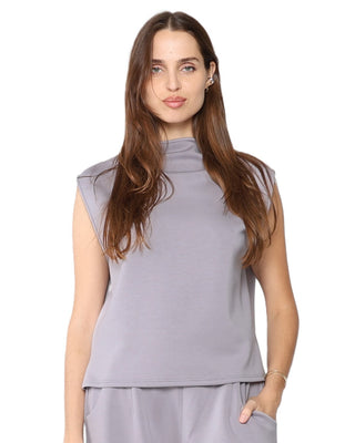 Scuba Cowl Neck Top - Silver