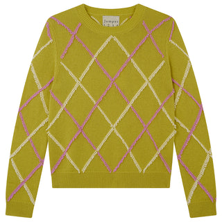 Jumper 1234 Argyle Outline Crew - Green Oasis