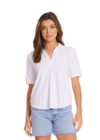 Half Sleeve Easy Polo Tee - White