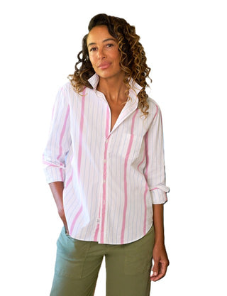 Relaxed Button Up Shirt - Multi Stripe Pink Blue